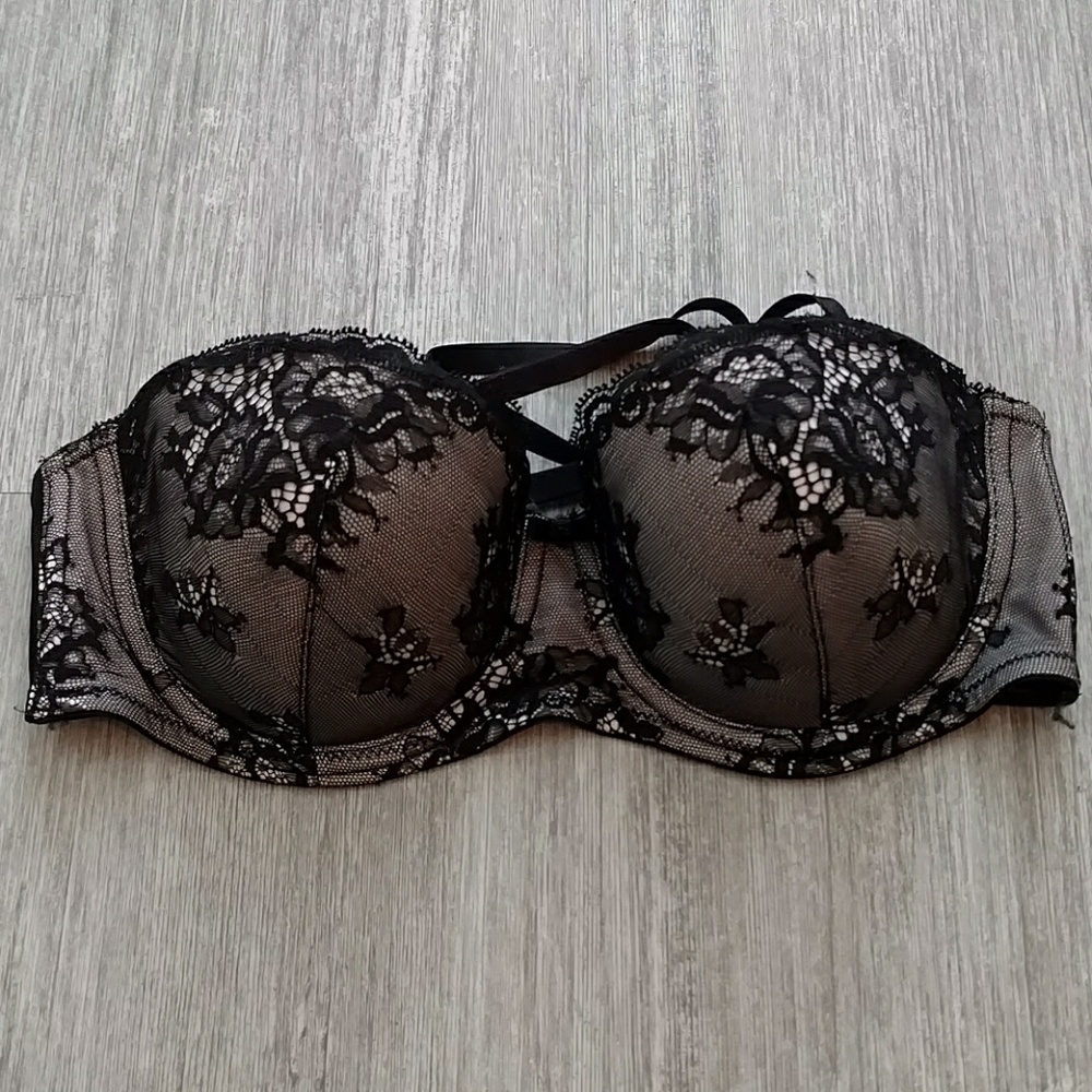 32C black lace bra with removable straps